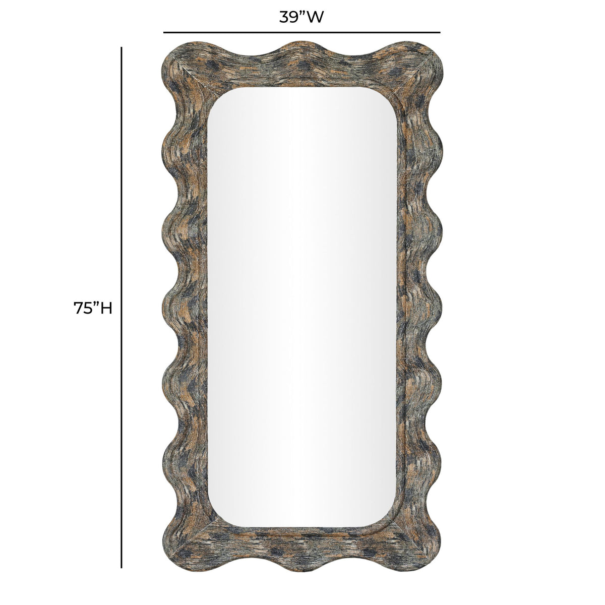 Charlene - 39" x 75" Squiggle Wall Mirror - Watercolor Print
