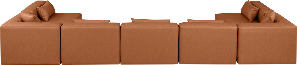 Cube - 7 Piece Modular U-Shaped Sectional - Cognac