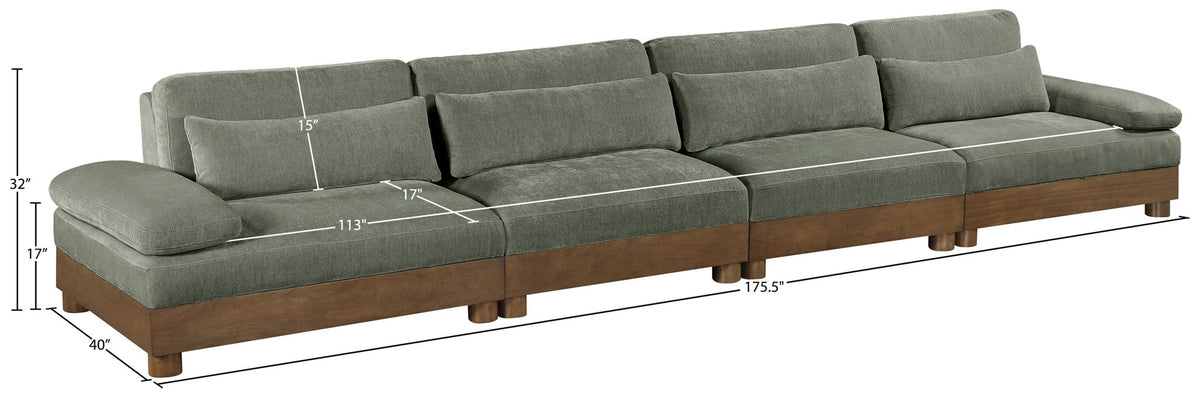 Turin - Chenille Fabric Upholstered Modular Sectional - Green