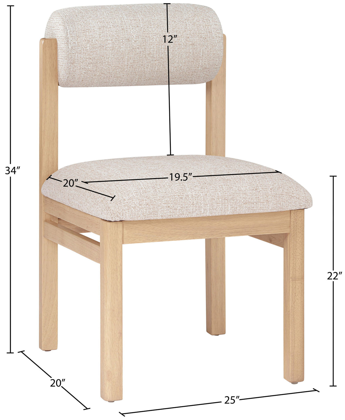 Roundhill - Fabric Dining Chair (Set of 2) - Natural Frame
