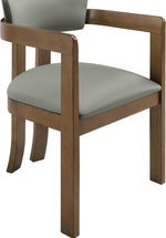Lavrin - Vegan Leather Upholstered Dining Arm Chair (Set of 2) - Walnut Base