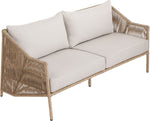 Coastline - Olefin Water Resistant Fabric And Wicker Outdoor Patio Loveseat - Beige
