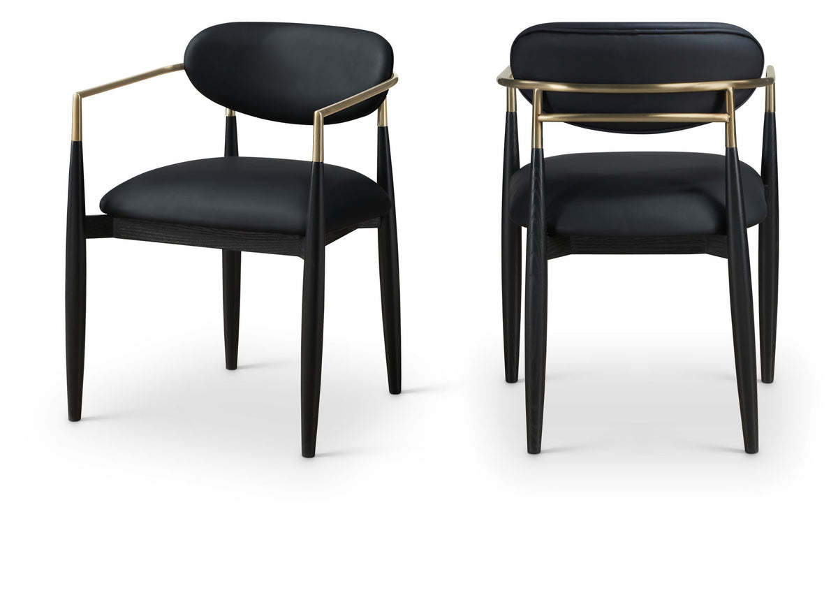 Riccio - Faux Leather Dining Arm Chair (Set of 2) - Black And Gold Frame