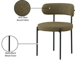 Beacon - Boucle Fabric Dining Chair With Black Legs (Set of 2) - Olive Green