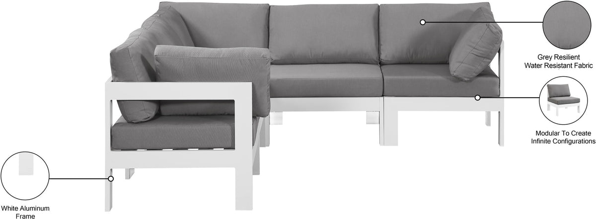 Nizuc - Outdoor Patio 5 Piece Modular Sectional With White Frame