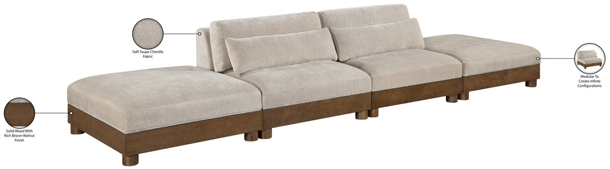 Turin - Chenille Fabric Upholstered Modular Sectional - Taupe