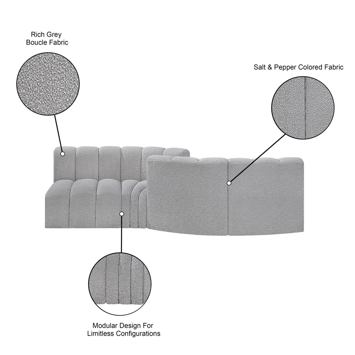Arc - Boucle Fabric 4 Piece Sofa