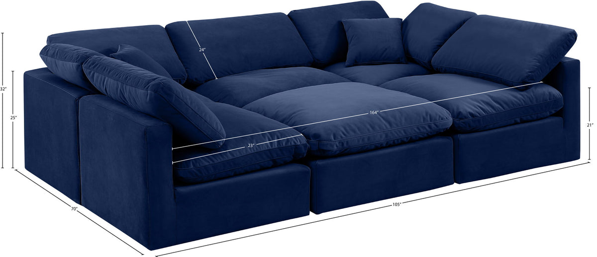 Indulge - Velvet 6 Piece Modular Sectional