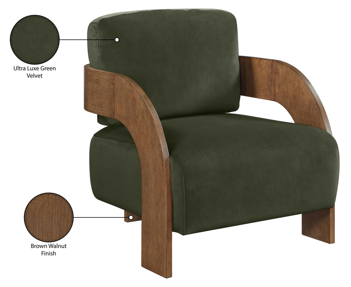 Cedra - Velvet Performance Fabric Upholstered Accent Chair - Brown Frame