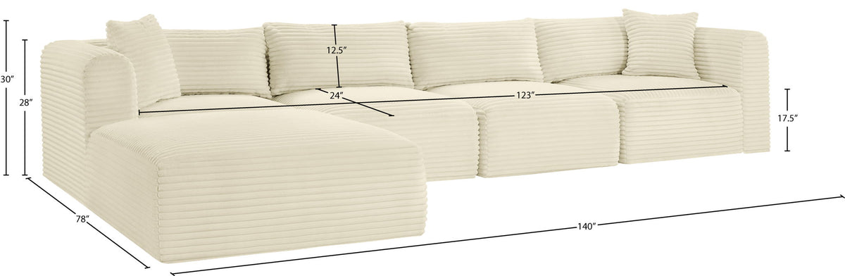 Shaggy - 5 Piece Modular Sectional With Ottoman