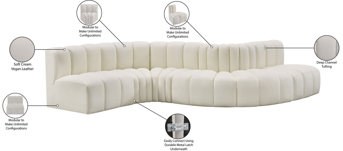 Arc - Faux Leather 6 Piece Curved Modular Sofa