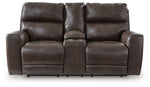 Crossplex - Power Reclining Loveseat / Console / Adjustable Headrest - Smoke