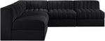 Rummi - Armless Velvet Performance Fabric Upholstered 5 Piece Modular Sectional