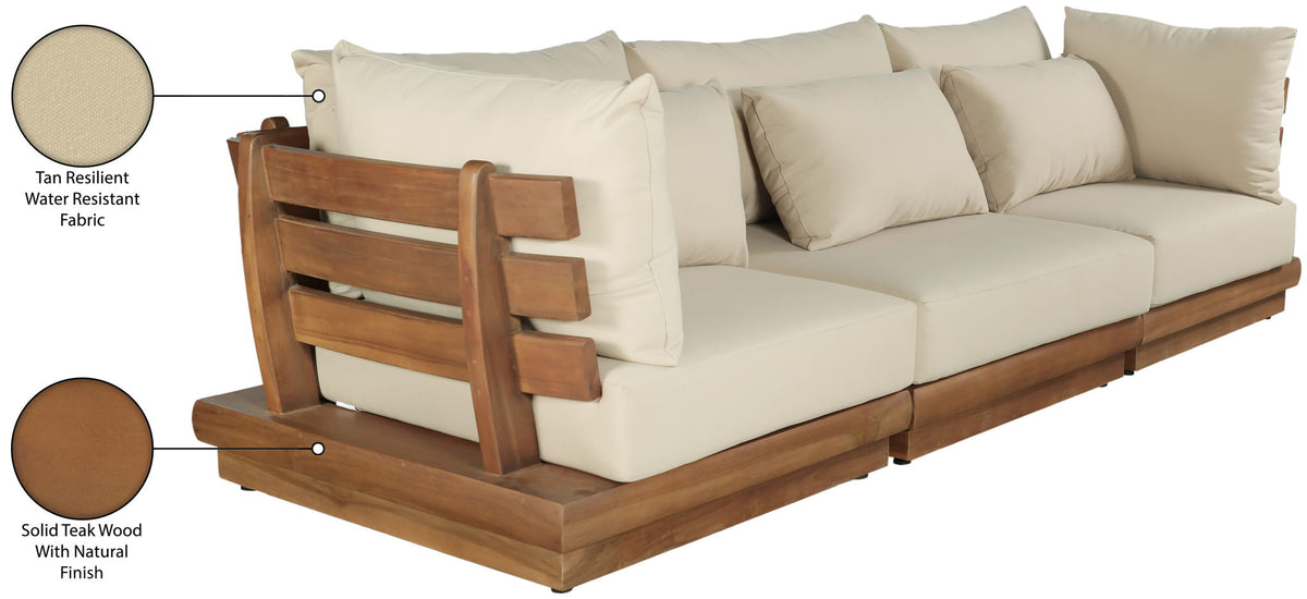 Mirella - 3 Piece Water Resistant Fabric Upholstered Outdoor Patio Modular Sofa