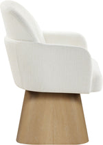 Marlowe - Linen Textured Fabric Upholstered Swivel Dining Arm Chair - Stained Natural