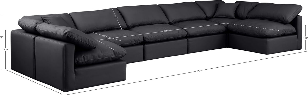 Indulge - Faux Leather 7 Piece Modular U-Shaped Sectional