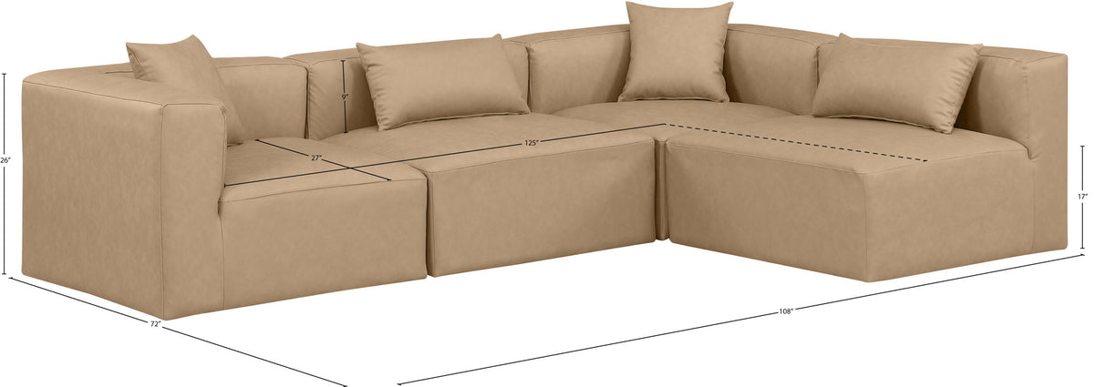 Cube - 4 Piece Modular Corner Sectional - Tan