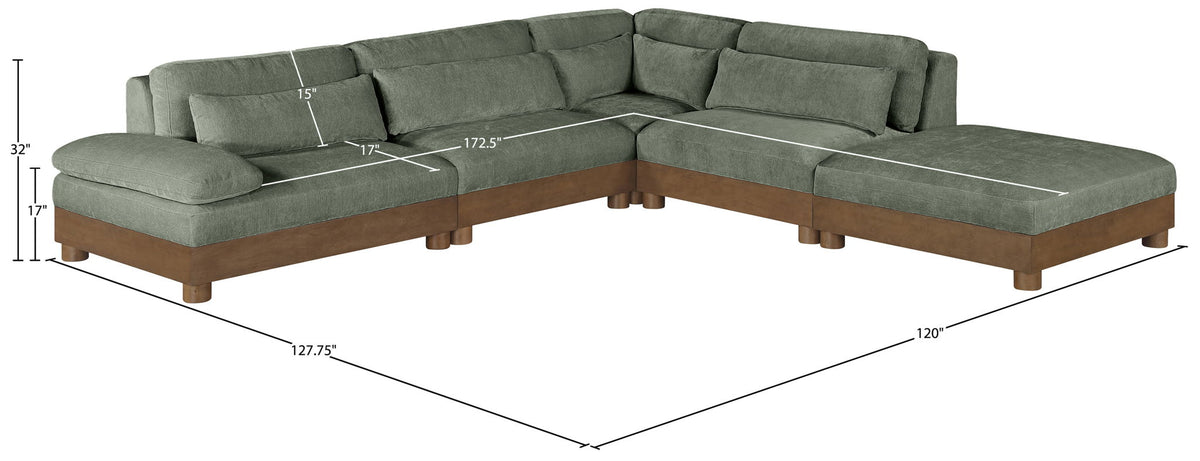 Turin - Chenille Fabric Upholstered Modular Sectional - Green