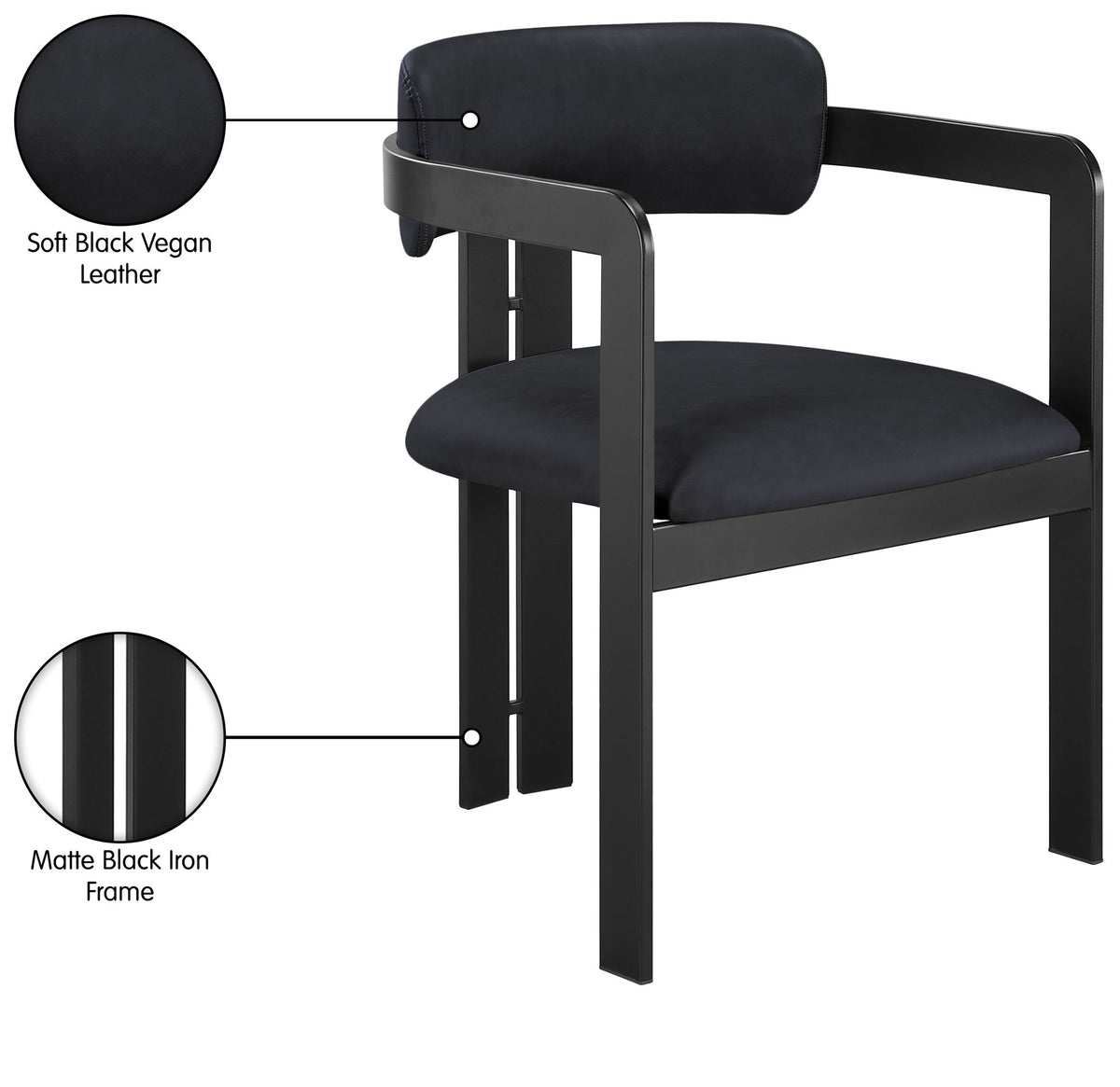Aurum - Vegan Leather Upholstered Dining Chair With Graphite Black Base (Set of 2)