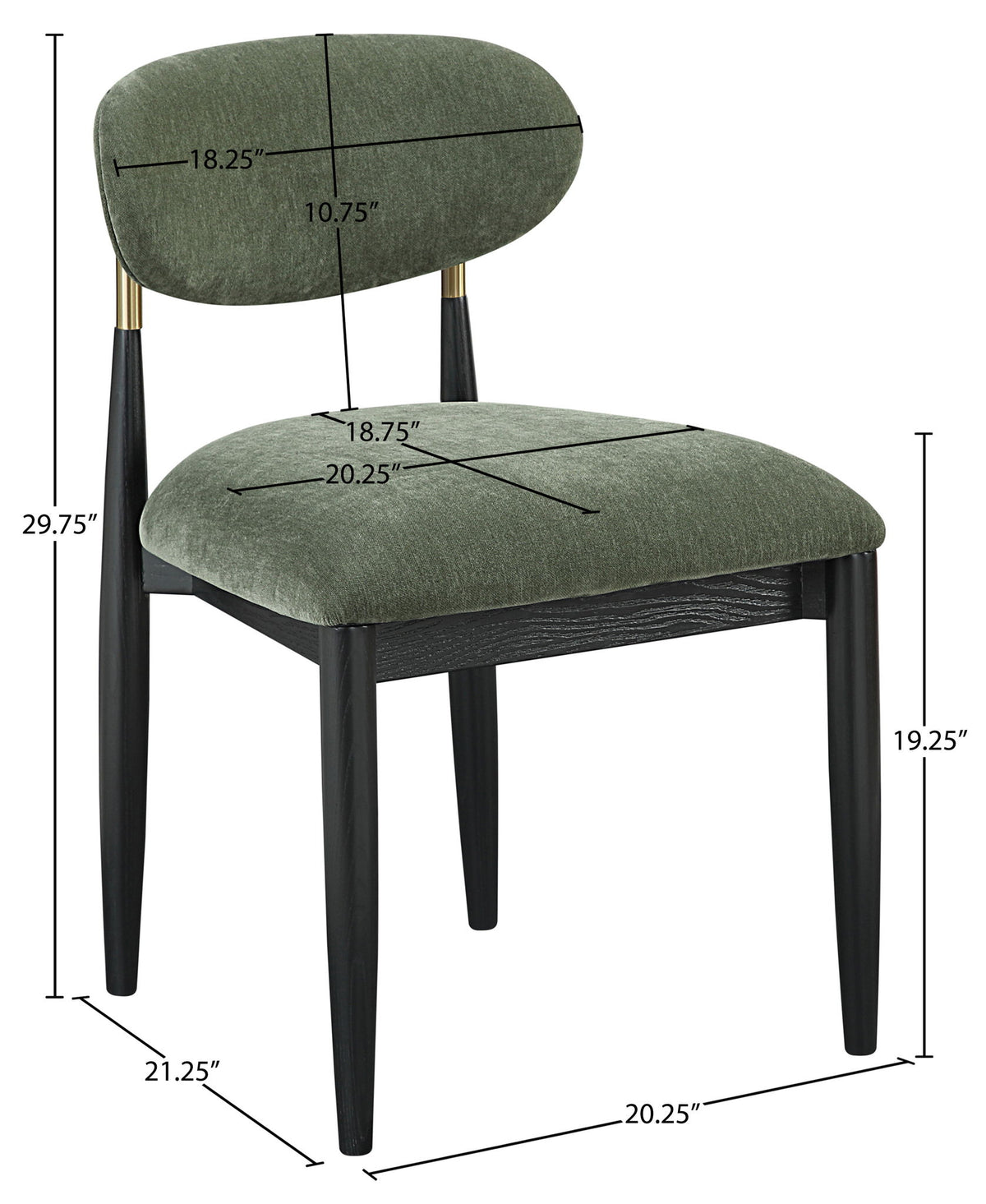 Riccio - Fabric Dining Side Chair (Set of 2) - Black And Gold Frame