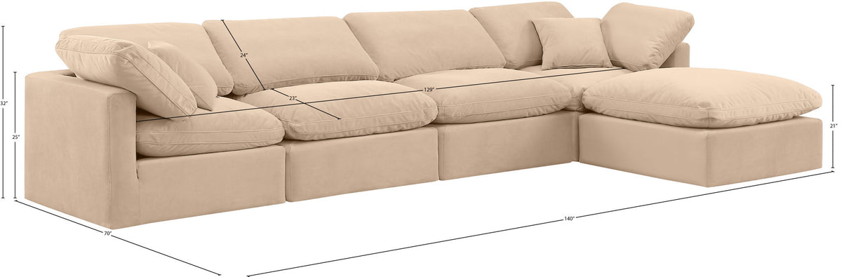 Indulge - Velvet 5 Piece Modular Sectional With Chaise