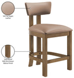Lavrin - Vegan Leather Upholstered Counter Stool (Set of 2) - Walnut Base