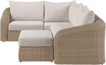 Seacrest - 123.25" Olefin Water Resistant And Wicker 5 Piece Outdoor Patio Modular Sectional
