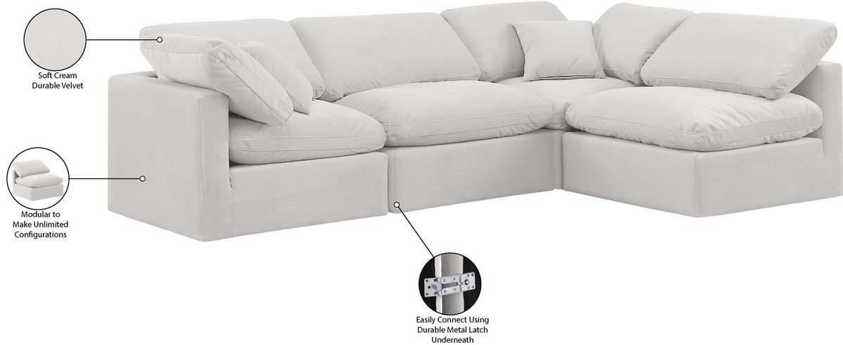 Indulge - Velvet 4 Piece Modular Sectional