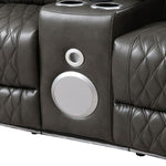 Taddeo - Power Motion Loveseat With Console, Speaker, USB, Wireless Charger & LED - Dark Gray