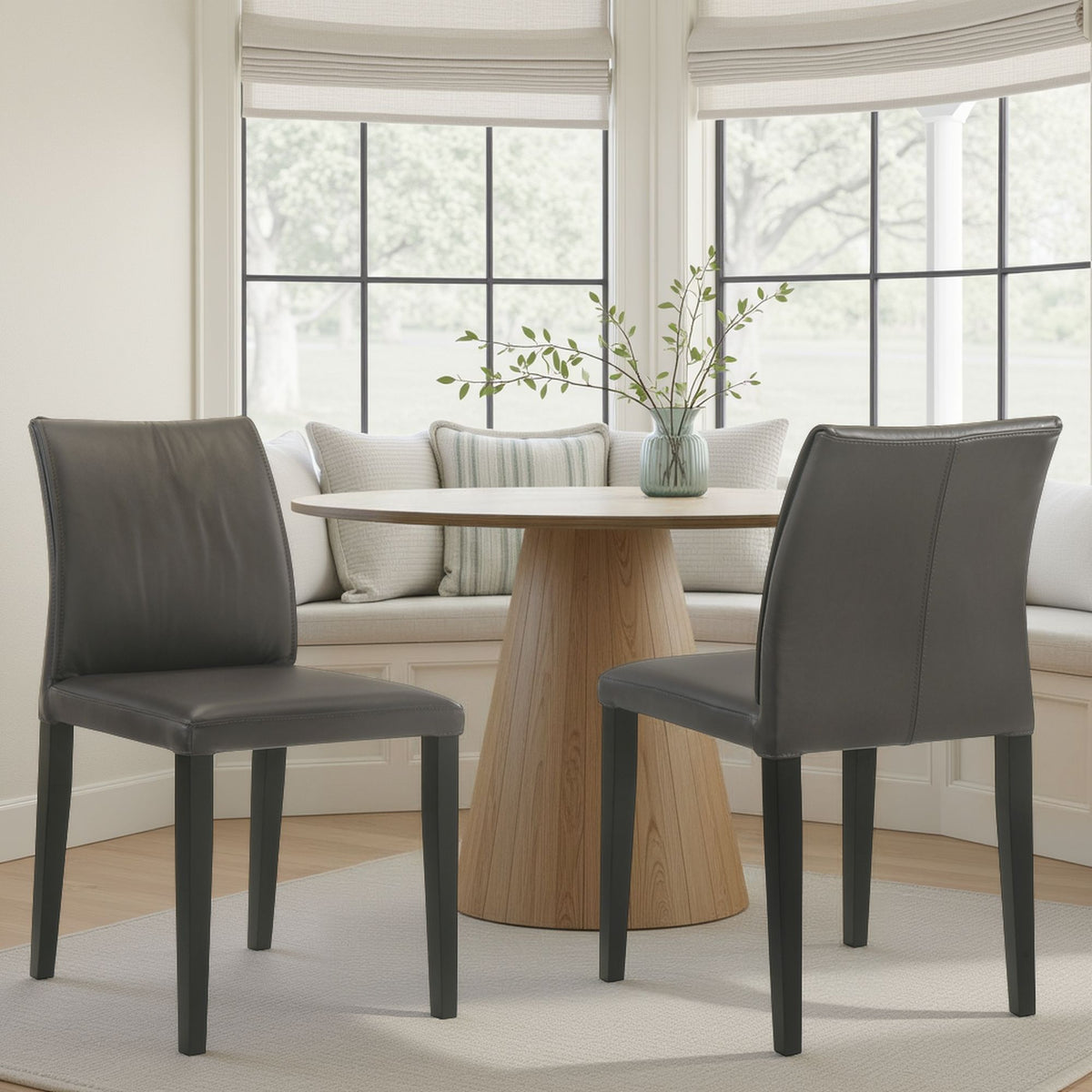 Velena - Full Back Top Grain Leather Upholstered Wood Dining Chairs (Set of 2) - Cola