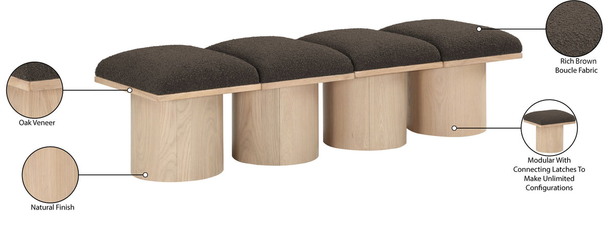 Pavilion - 4 Piece Modular Bench With Natural Base