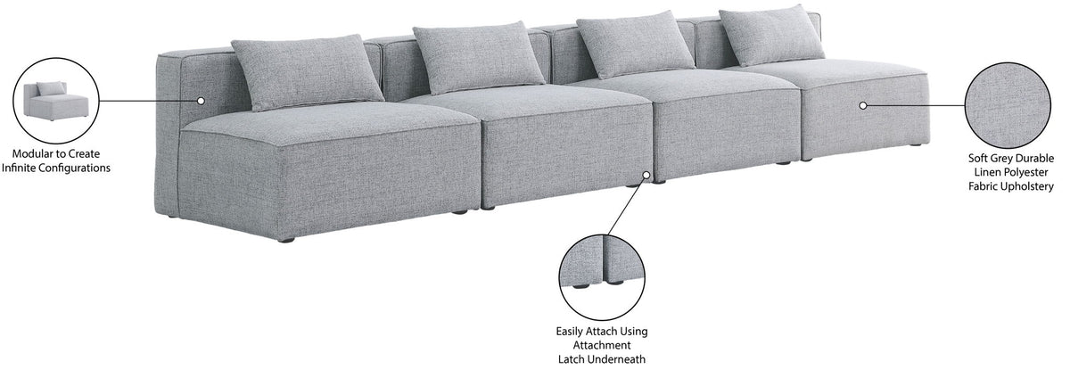 Cube - Linen Modular 4 Seat Armless Sofa