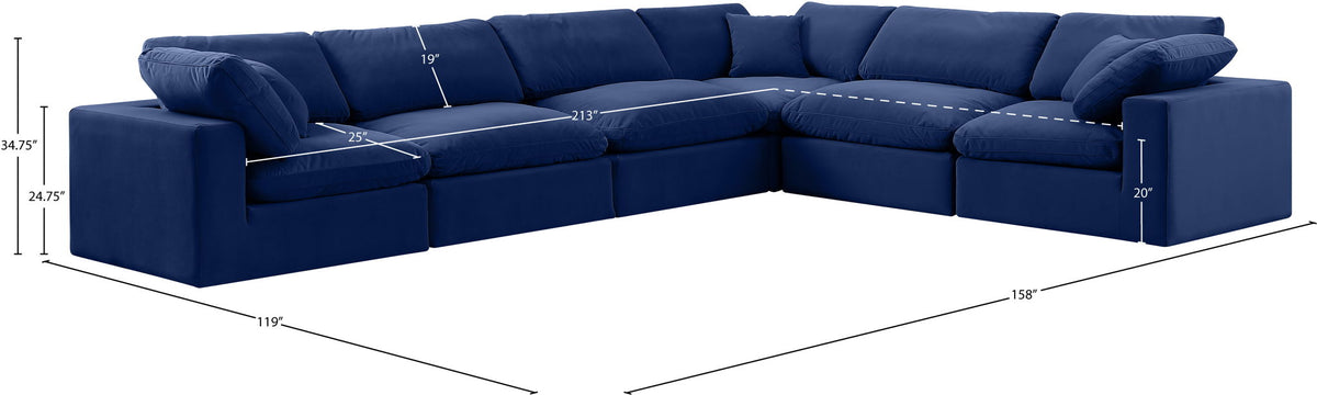 Comfy - 6 Piece Velvet Modular Corner Sectional