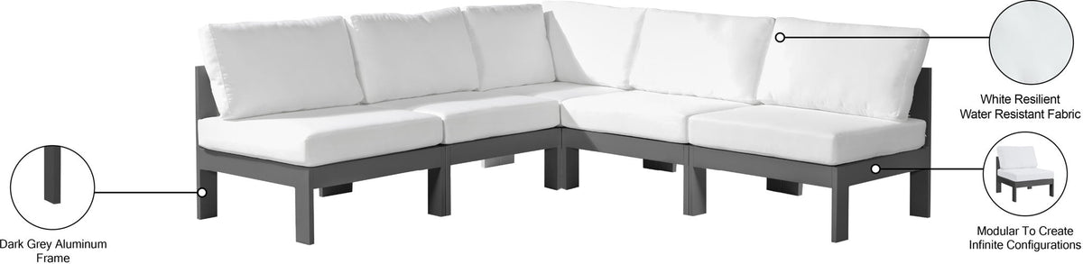 Nizuc - Outdoor Patio 5 Piece Modular Sectional With Gray Frame