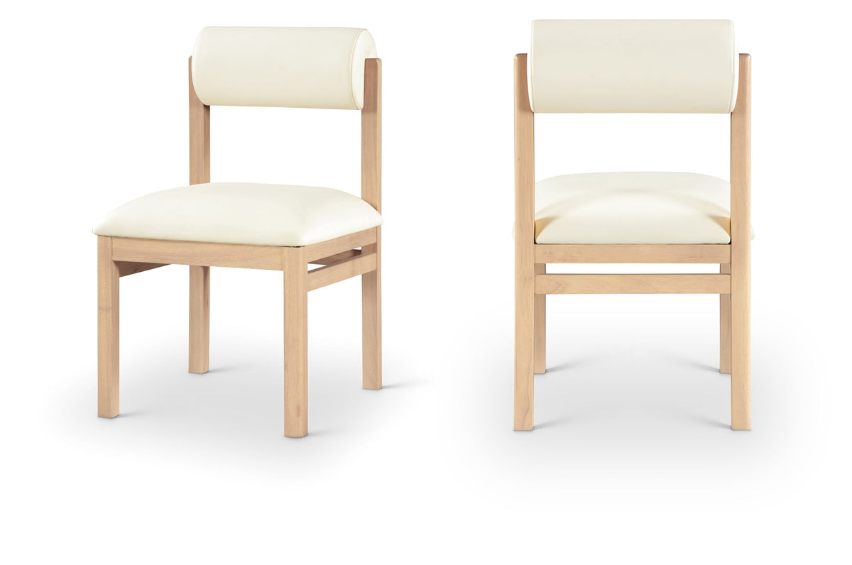 Roundhill - Faux Leather Dining Chair (Set of 2) - Natural Frame