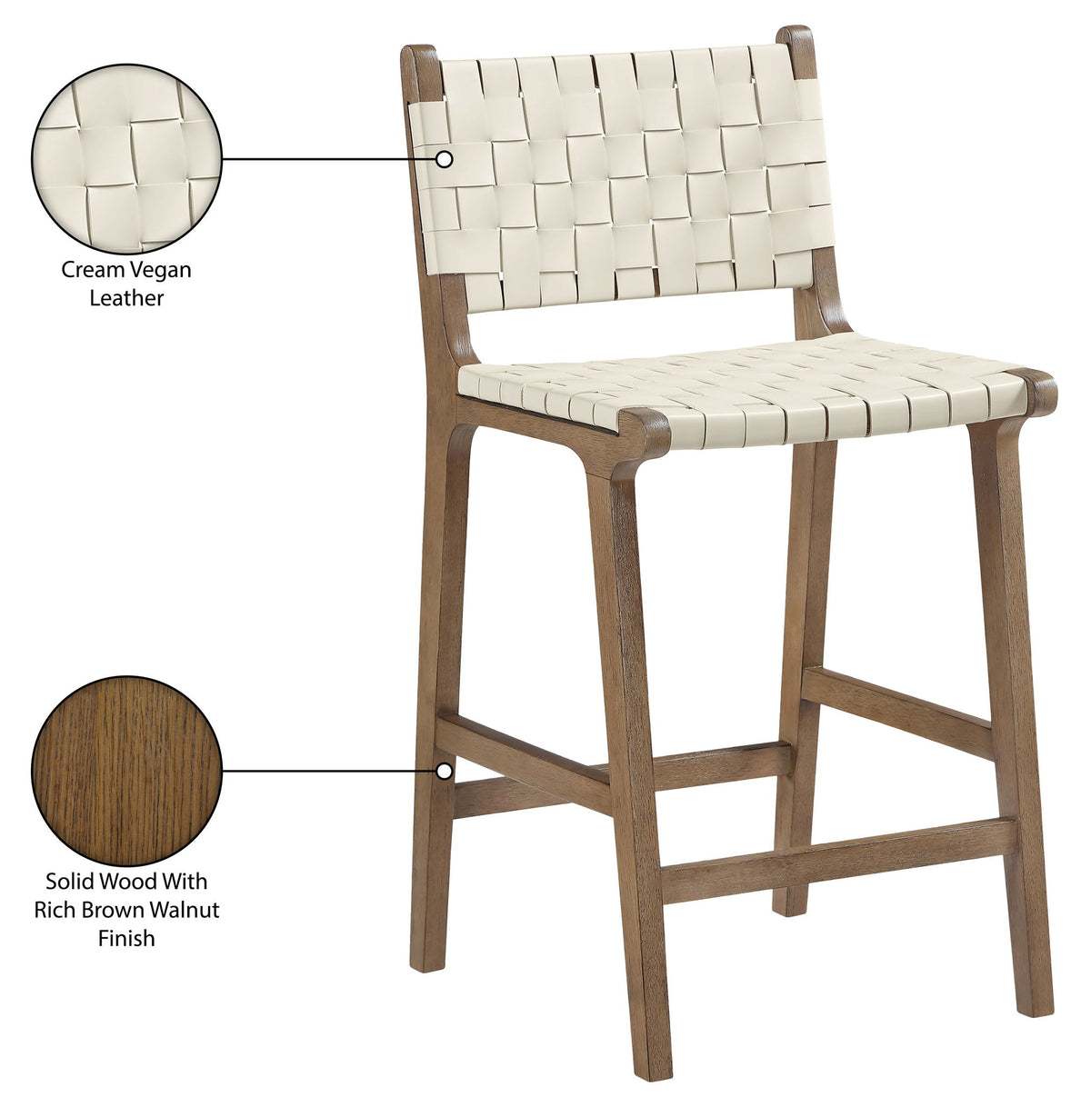Entwine - Vegan Leather Upholstered Counter Stool - Painted Brown