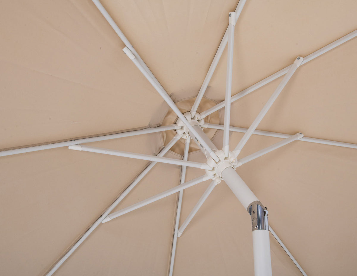 Fiji - Aluminum Patio Umbrella With Round Teak And White Base