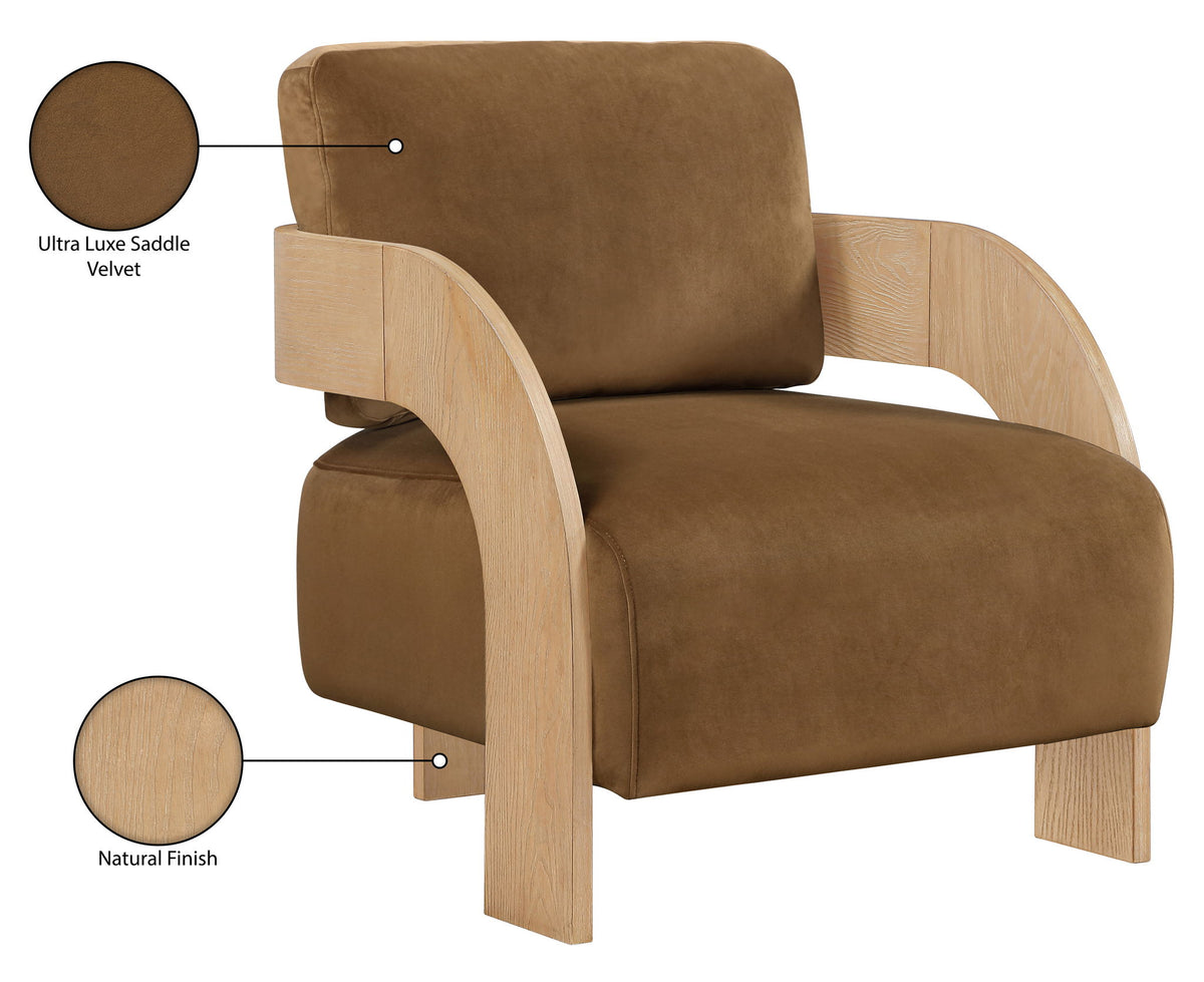 Cedra - Velvet Performance Fabric Upholstered Accent Chair - Natural Frame