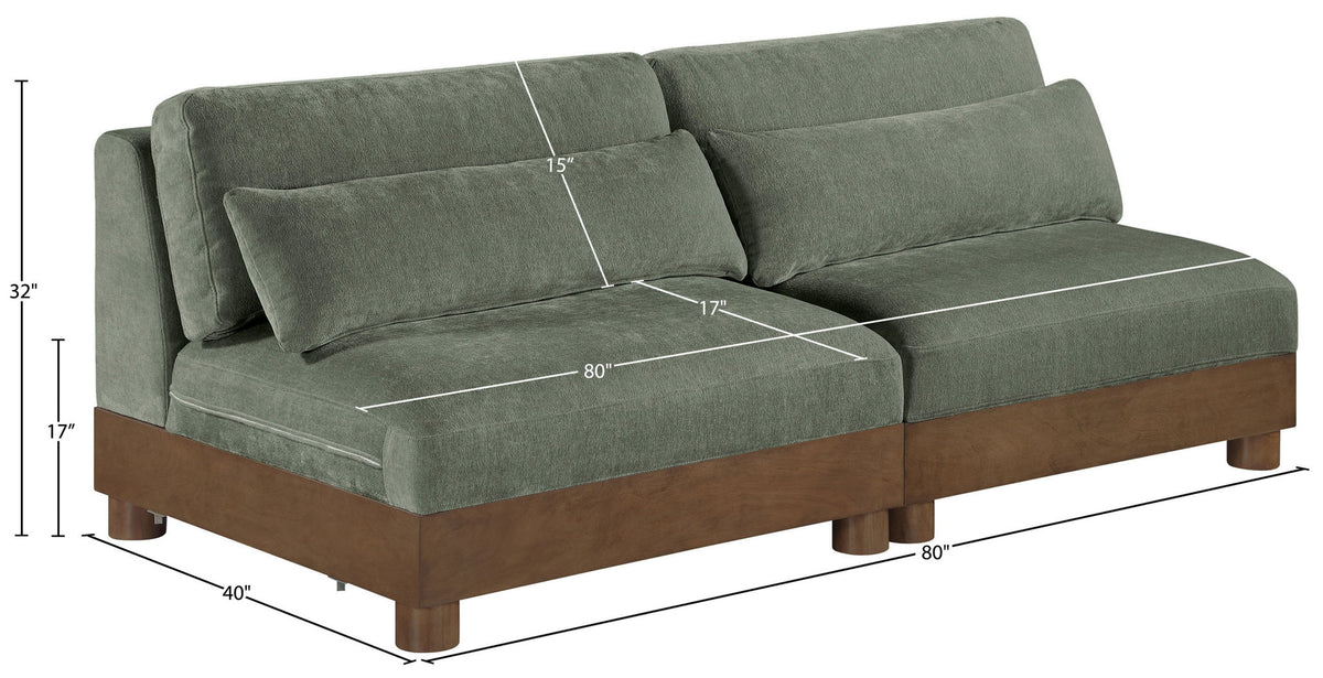 Turin - Chenille Fabric Upholstered Modular Sectional - Green