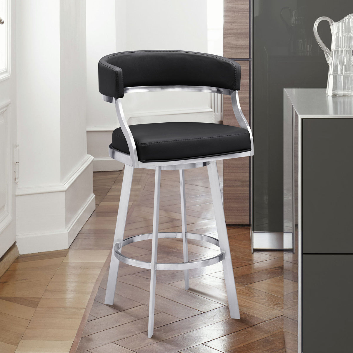 Saturn - Counter Height Bar Stool - Brushed Stainless Steel