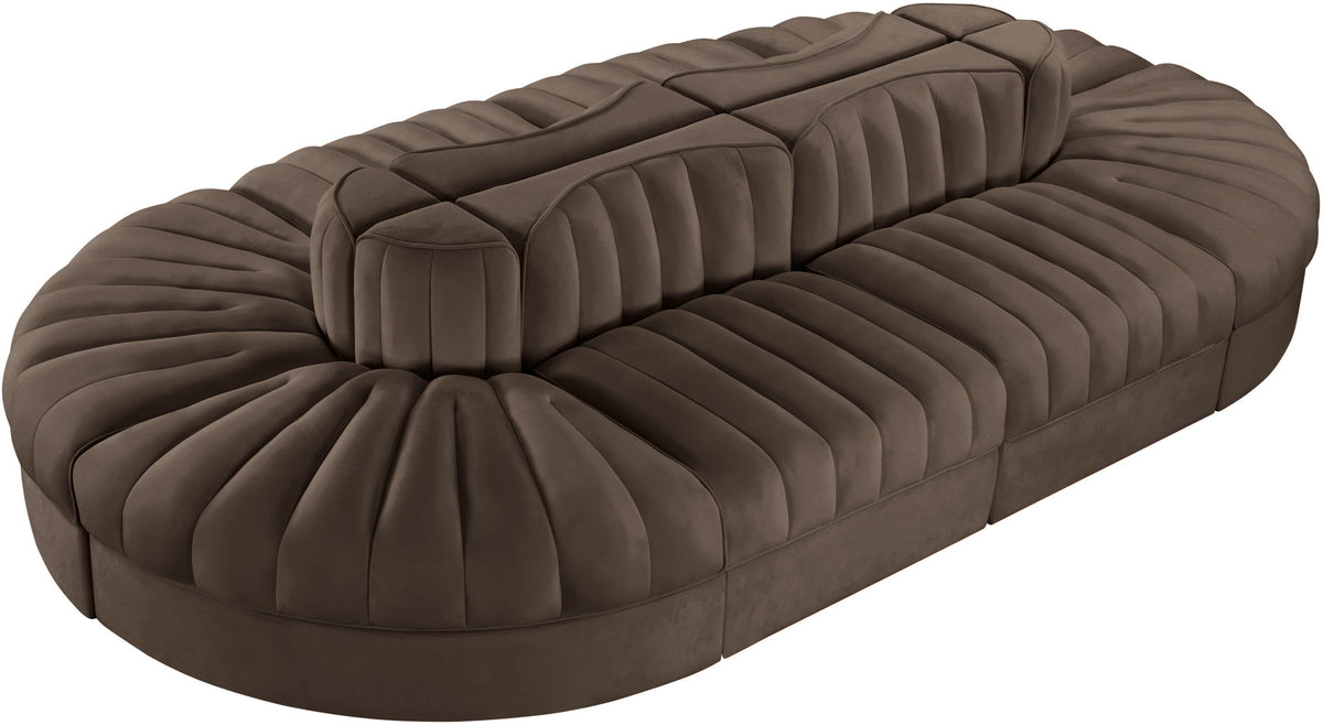 Rummi - Oval Velvet Performance Fabric Upholstered 8 Piece Modular Sectional