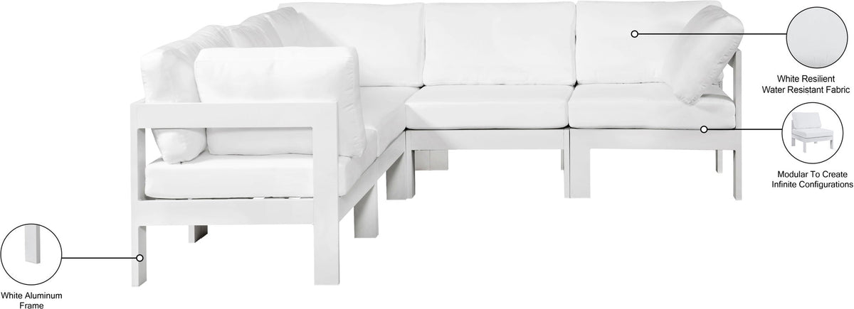 Nizuc - Outdoor Patio 5 Piece Modular Sectional With White Frame