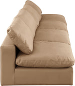 Comfy - Faux Leather Modular Armless Sofa 4 Pieces - Tan