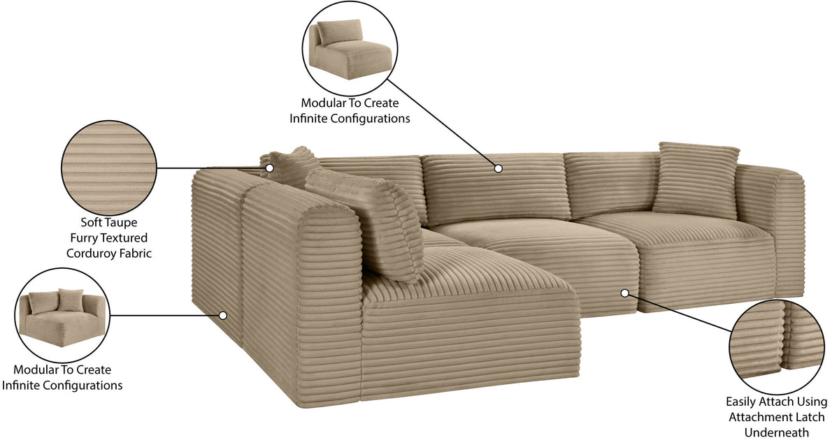 Shaggy - Fabric 4 Piece Modular Sectional