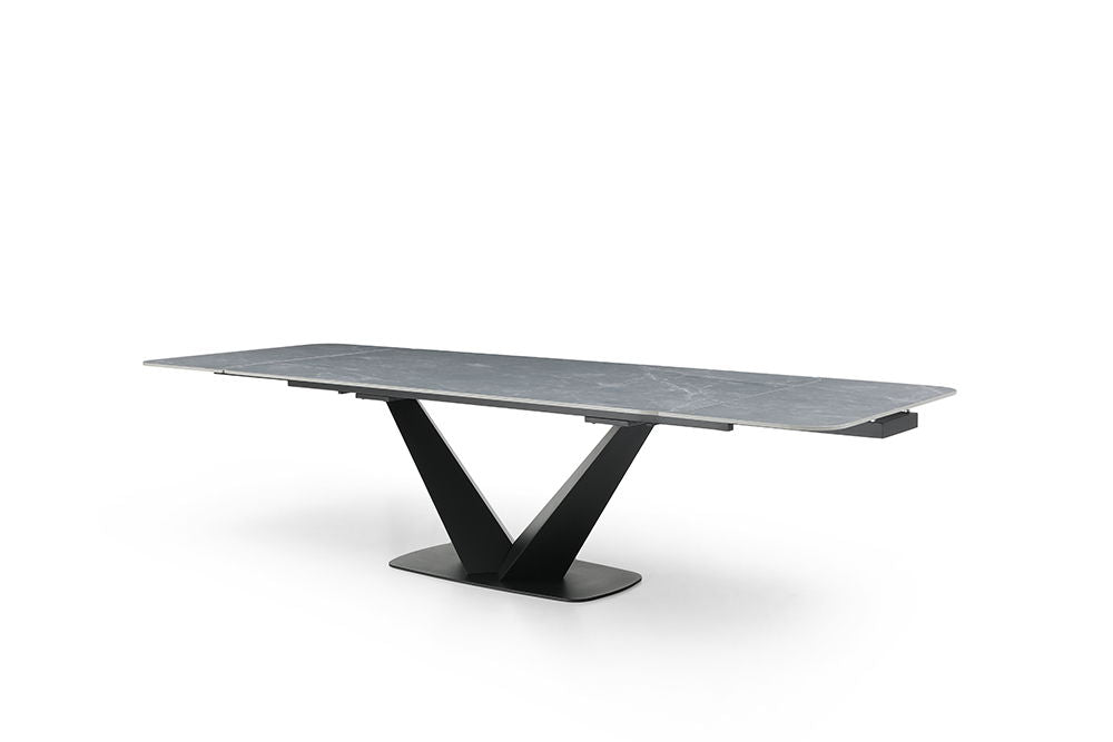 9436 - Ceramic & Metal Dining Table - Gray / Black