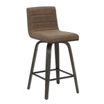 Vienna - 35.5" Swivel Counter Height Square Back Wood Bar Stool With Faux Leather Seat
