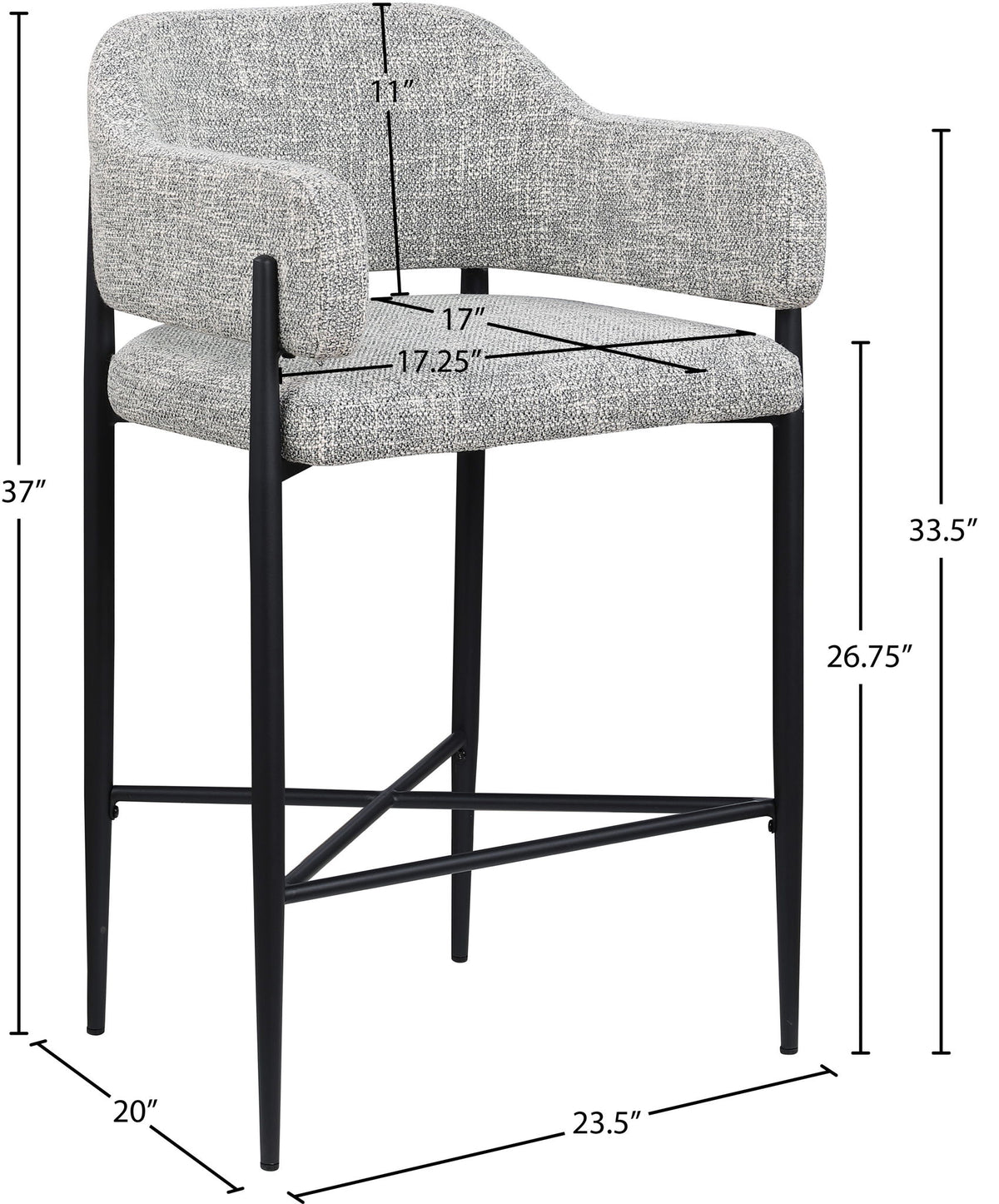 Dame - Fabric Upholstered Counter Stool (Set of 2)