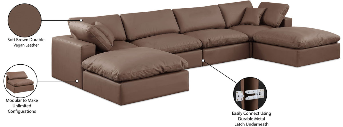 Comfy - 6 Piece Faux Leather Modular Double Chaise Sectional