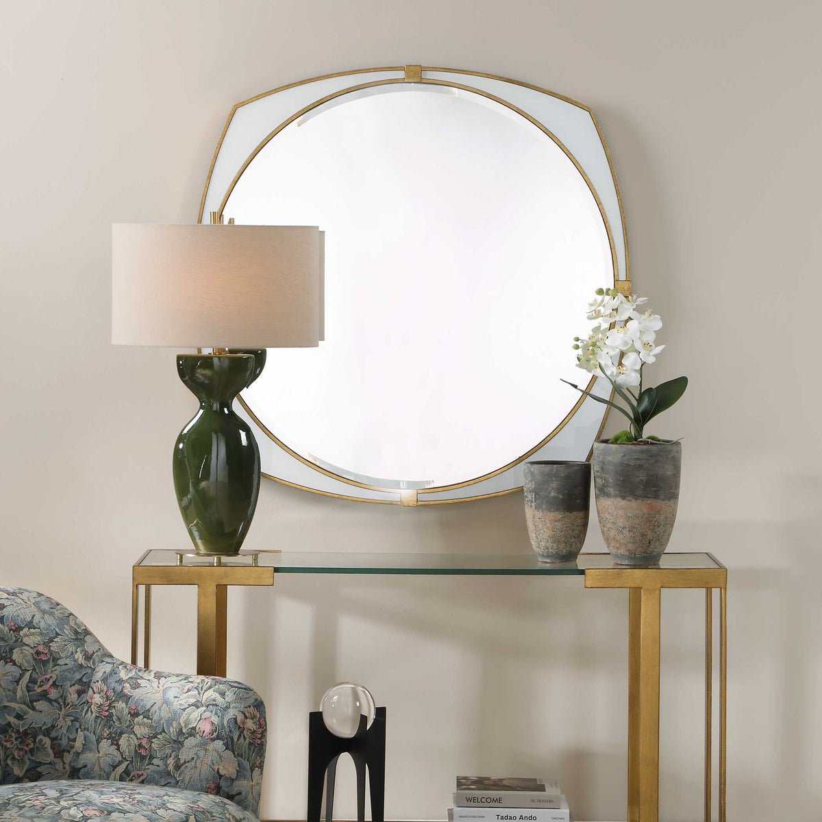 Estella - Round Mirror - Gold / White