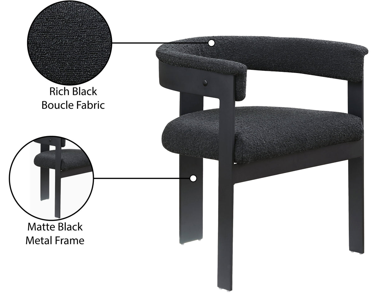 Romeo - Boucle Dining Chair With Black Base (Set of 2)